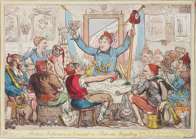 Reformadores modernos en consejo - o - Patriotas regocijándose, 1818 de Isaac Robert Cruikshank